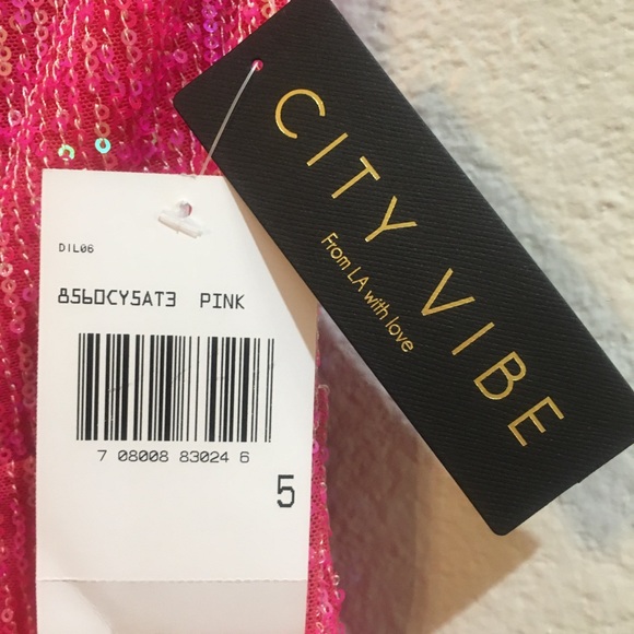 NWT! Barbie Pink Sequin Halter Mini-Dress - Picture 4 of 7